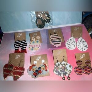 Plunder Assorted Colorful Patterned Statement Earrings Set